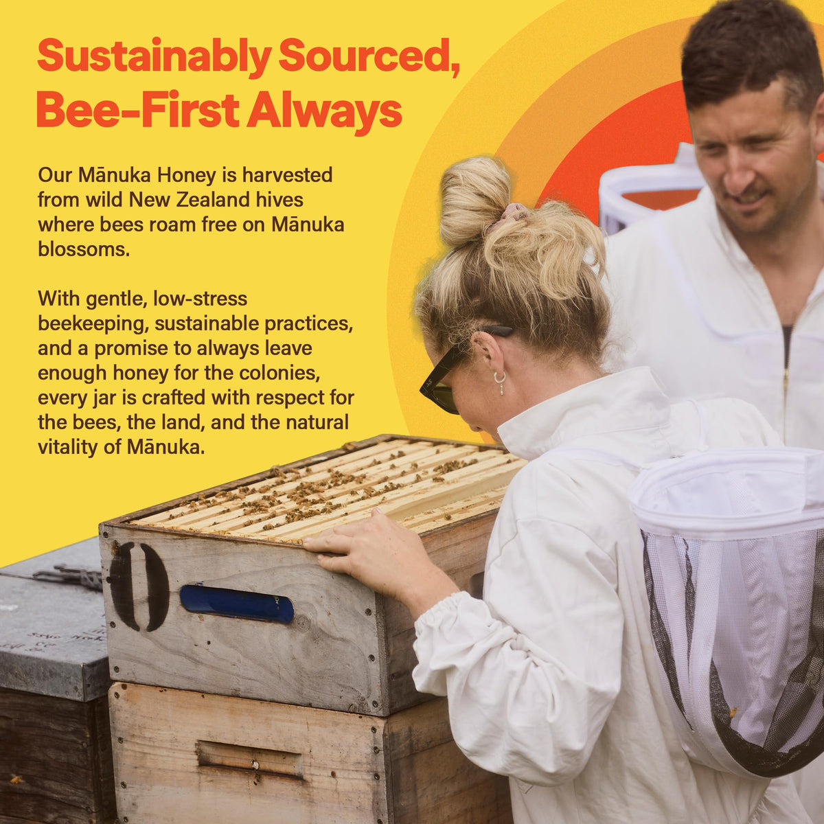 Wedderspoon Non-GMO honey from sustainable beekeeping.