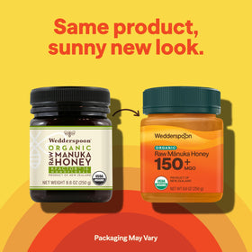 Wedderspoon Organic Raw Manuka Honey 150+ MGO in an 8.8 oz jar for everyday sweetness.