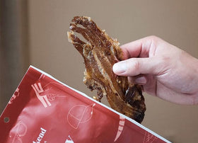 Weekend Jerky 2oz packaging front highlights gluten-free and no refined sugars
