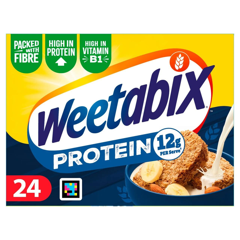 Weetabix Protein Cereal pack front, promoting a high-protein start to busy mornings.