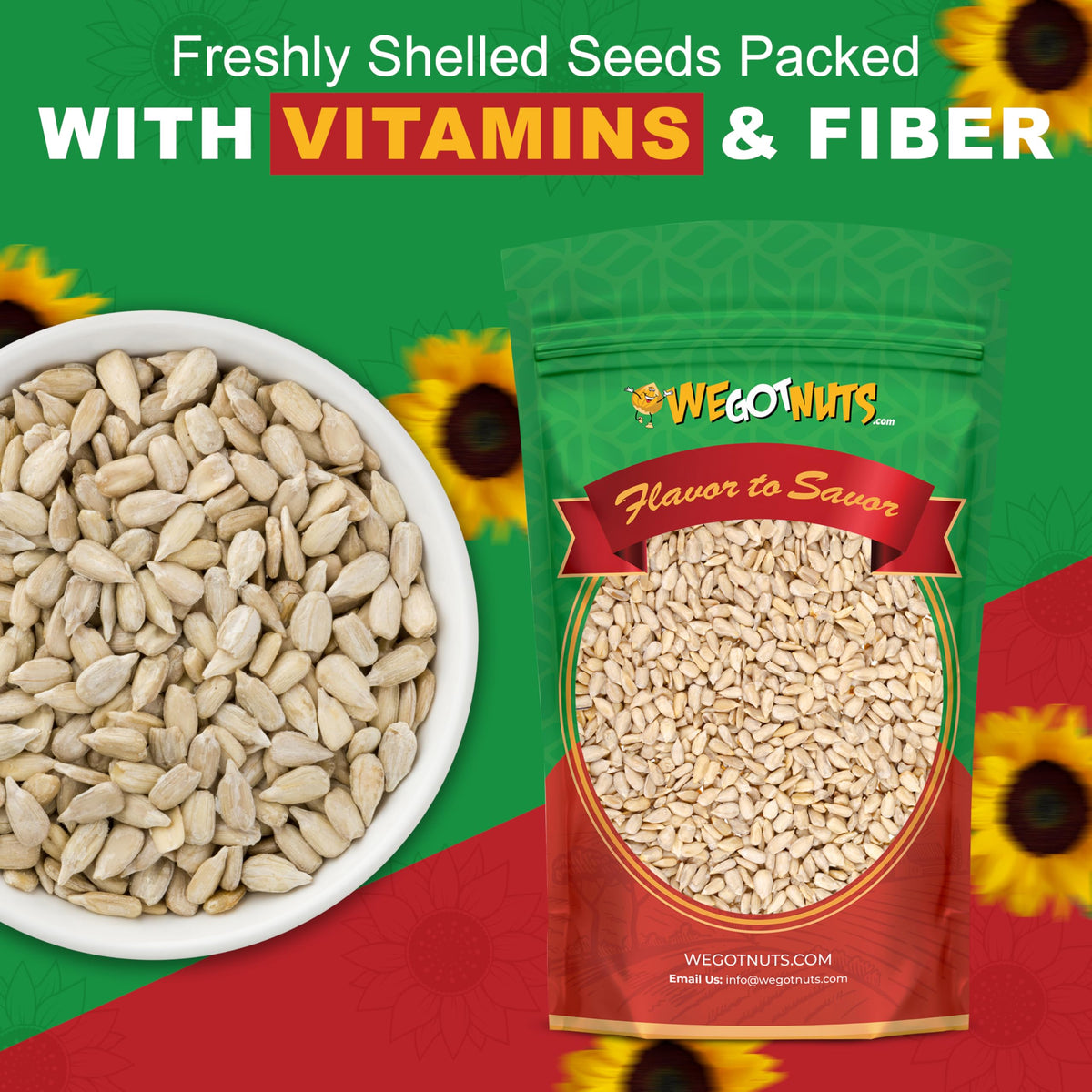 We Got Nuts air-tight resalable bag keeps seeds fresh and ready to use.