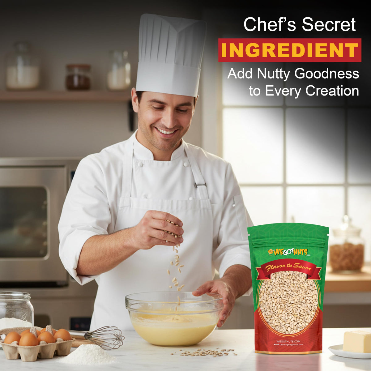 We Got Nuts kitchen-use seeds, easy to sprinkle on salads and cereals.