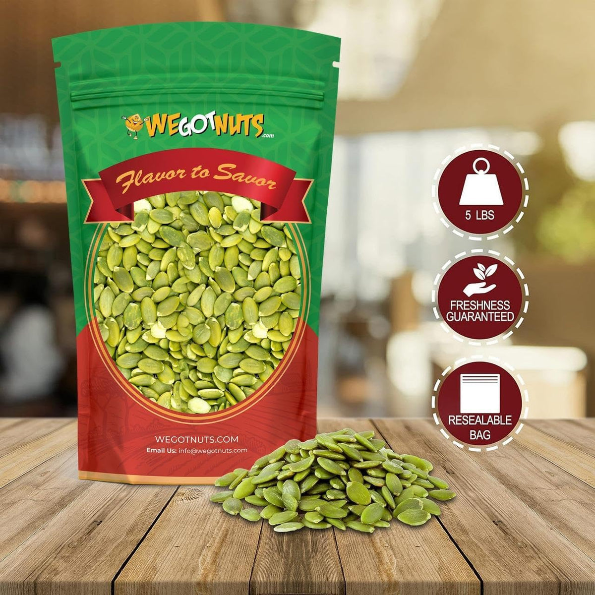 We Got Nuts pumpkin seeds close-up raw and natural for toppings