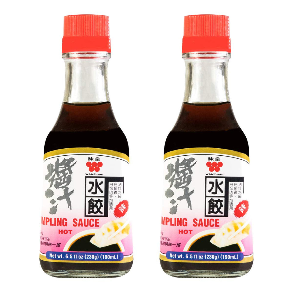 WEICHUAN Dumpling Sauce Hot bottle for easy dipping and controlled pour.