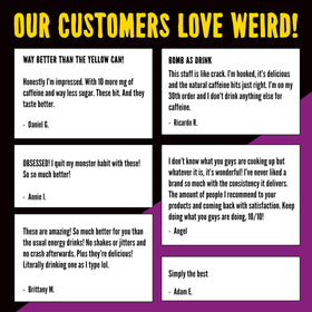 WEIRD Best Sellers 12-pack display ideal for sharing or stocking up.
