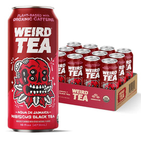 WEIRD Agua de Jamaica can with hibiscus flavor and natural caffeine.