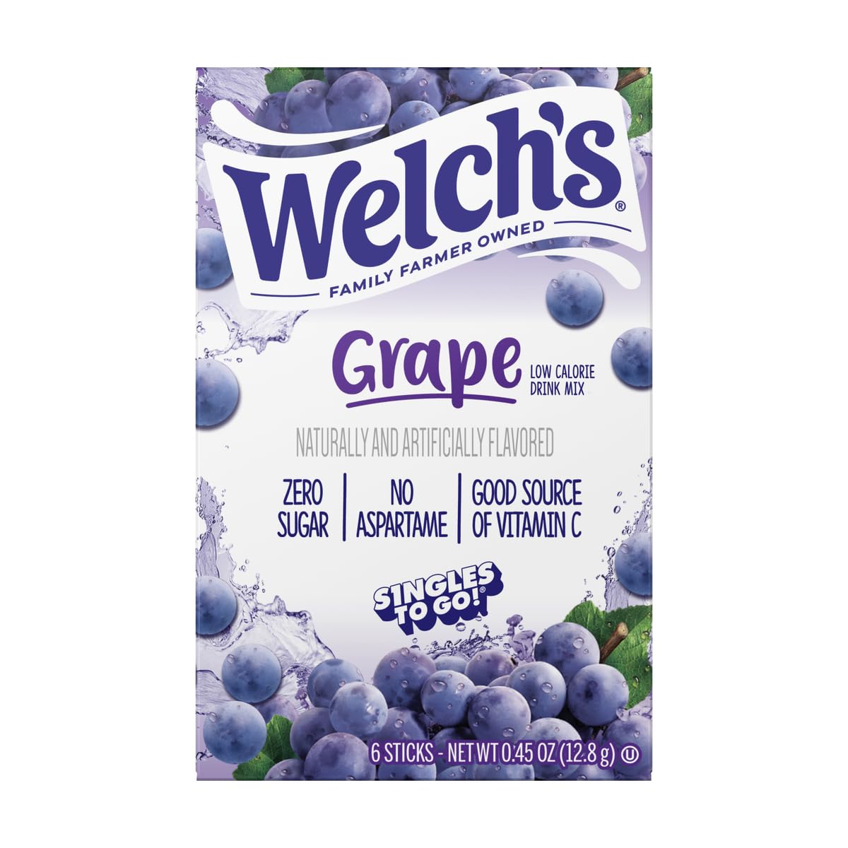 Welch's grape flavor packet for a quick, refreshing sip.