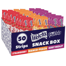 Welch's Absolute Fruitfuls Berry Medley strips box showing real fruit colors