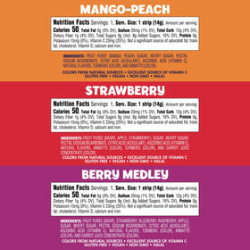 Close-up of Welch's Absolute Fruitfuls Berry Medley strip with soft bite