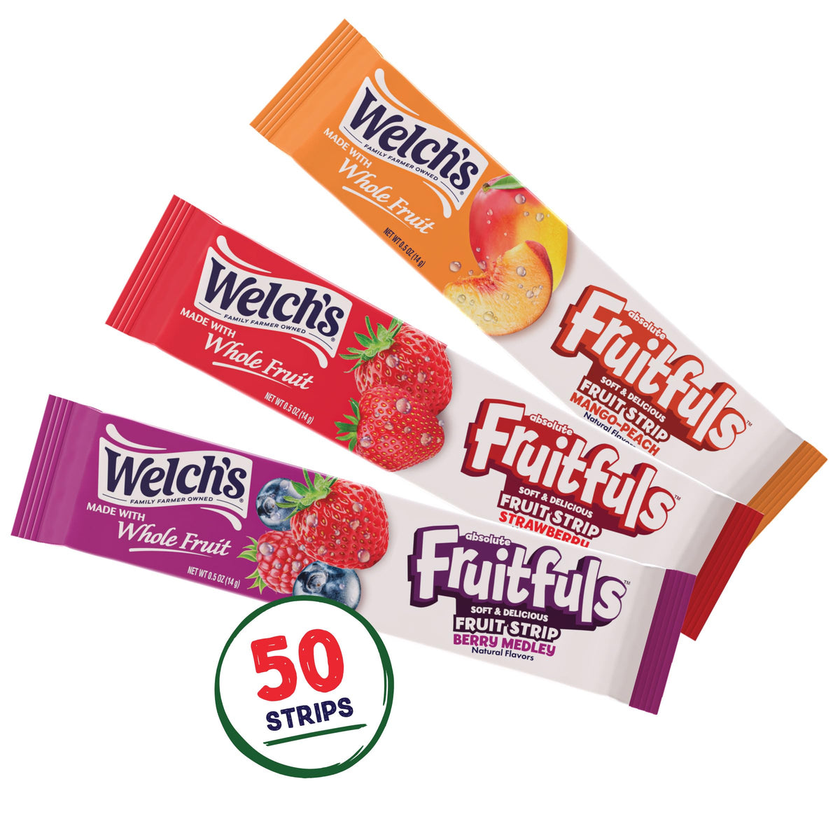 Welch's Absolute Fruitfuls Mango Peach strips box for lunchboxes