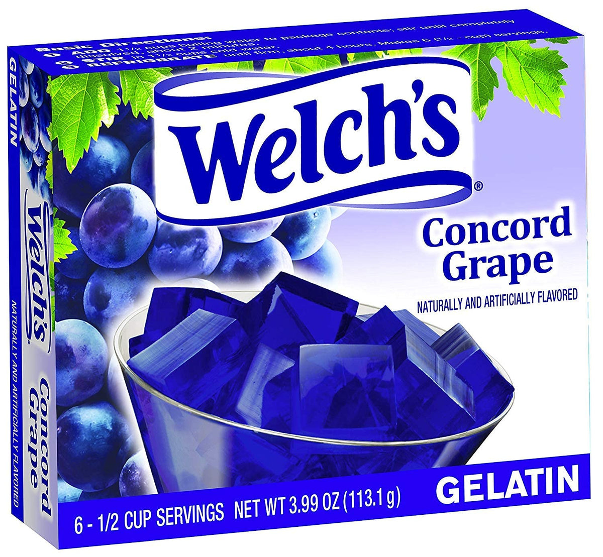 Welch's Concord Grape Gelatin in purple cups, ready for a quick treat.