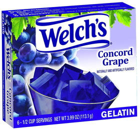 Welch's Concord Grape Gelatin in purple cups, ready for a quick treat.