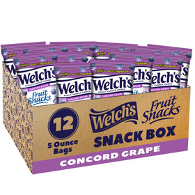 Welch's Concord Grape snack box 12-pack for on-the-go snacking.