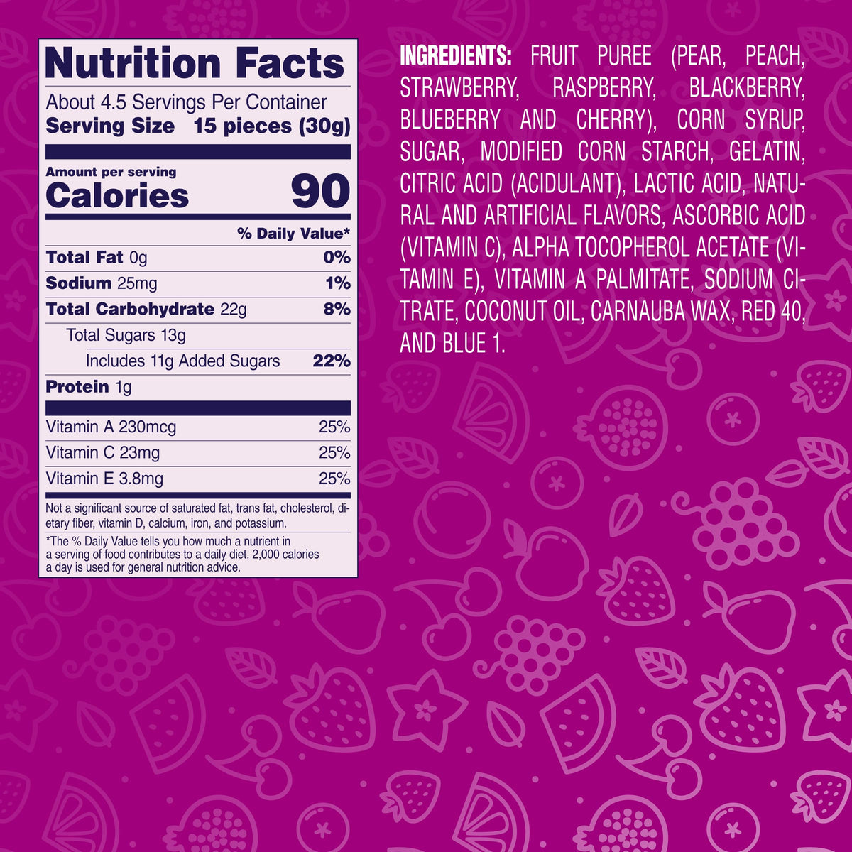 Welch's Fruit Snacks Berries N Cherries snack pack ideal for lunches and commutes.