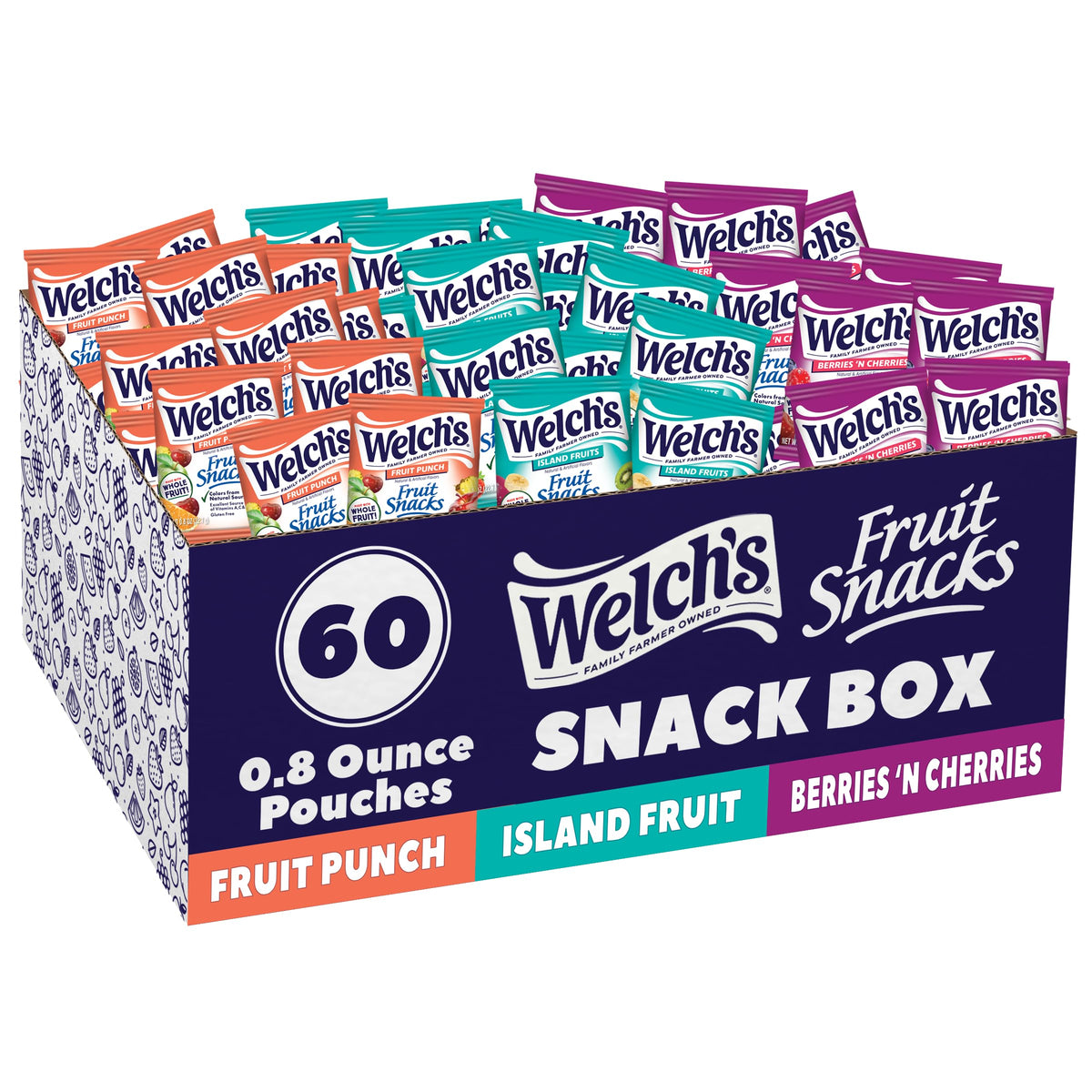 Welch's Fruit Snacks Fruit Punch – 60-pack, ideal for lunchboxes.