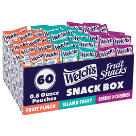 Welch's Fruit Snacks Fruit Punch – 60-pack, ideal for lunchboxes.