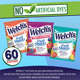 Gluten-free Welch's Fruit Snacks with no artificial dyes.