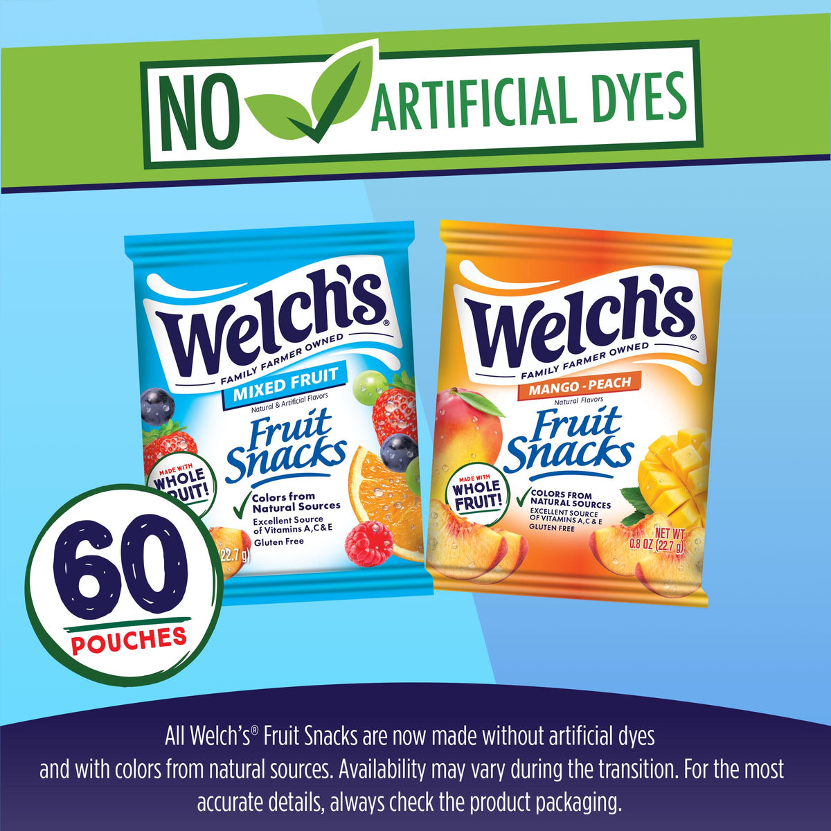 Welch's Fruit Snacks individually wrapped packs for lunchboxes.