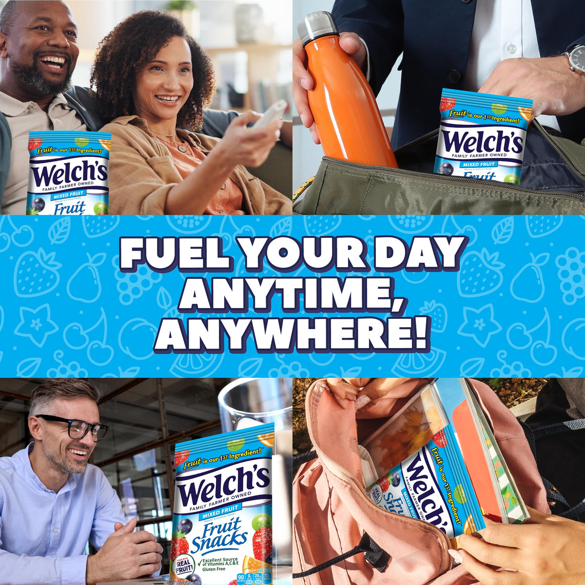 Welch's Fruit Snacks lunchbox idea showing snack in a kid's lunchbox.