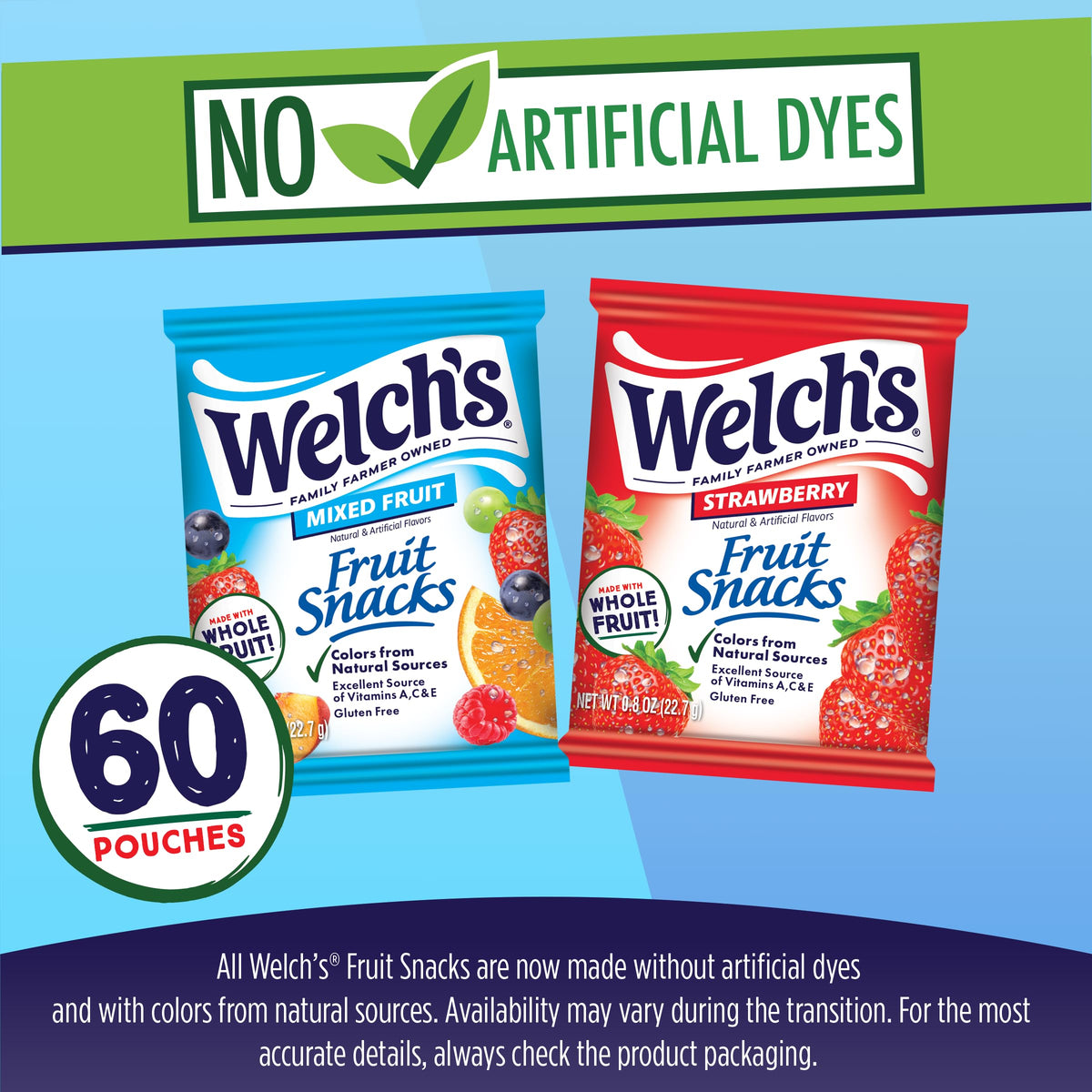 Mixed fruit flavor packs from Welch's Fruit Snacks for day-to-day treats.