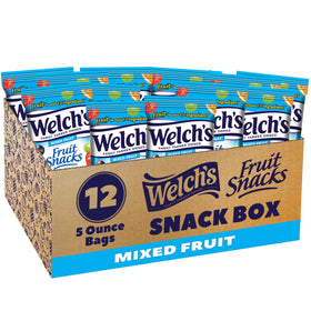 Welch's Fruit Snacks mixed fruit pack, 12 bags, ideal for school lunches and family breaks.