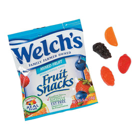Welch's Fruit Snacks Mixed Fruit packaging shown for bulk family snacking.