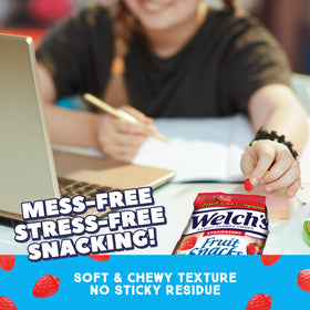 Convenient, preservative-free snacking in a Welch's strawberry bag.
