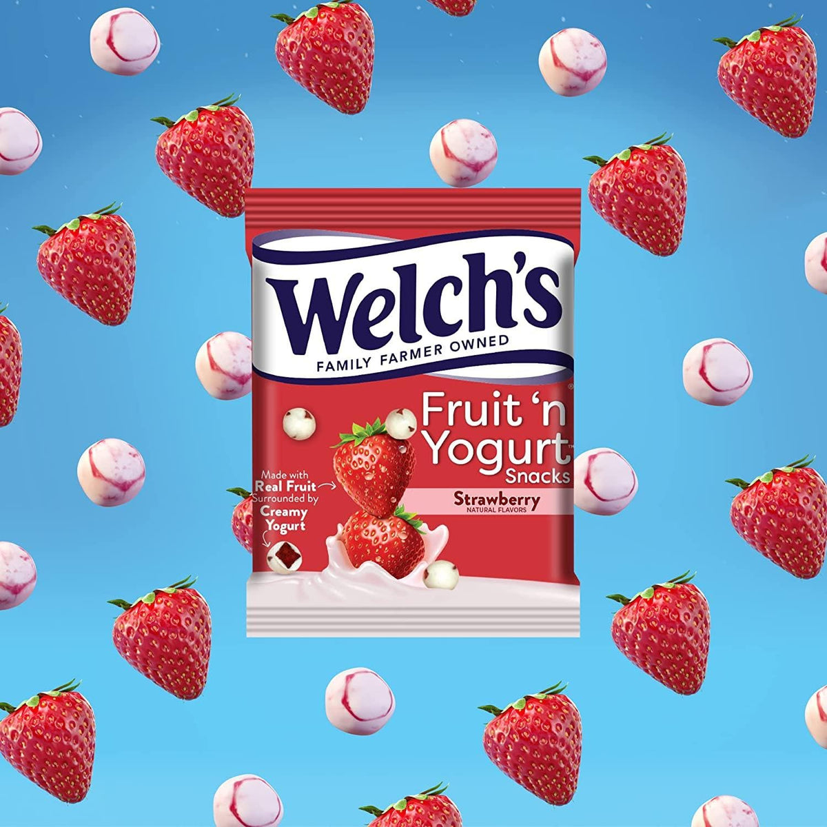 Kids enjoy Welch's Fruit Yogurt Snacks strawberry as a quick lunchbox treat.