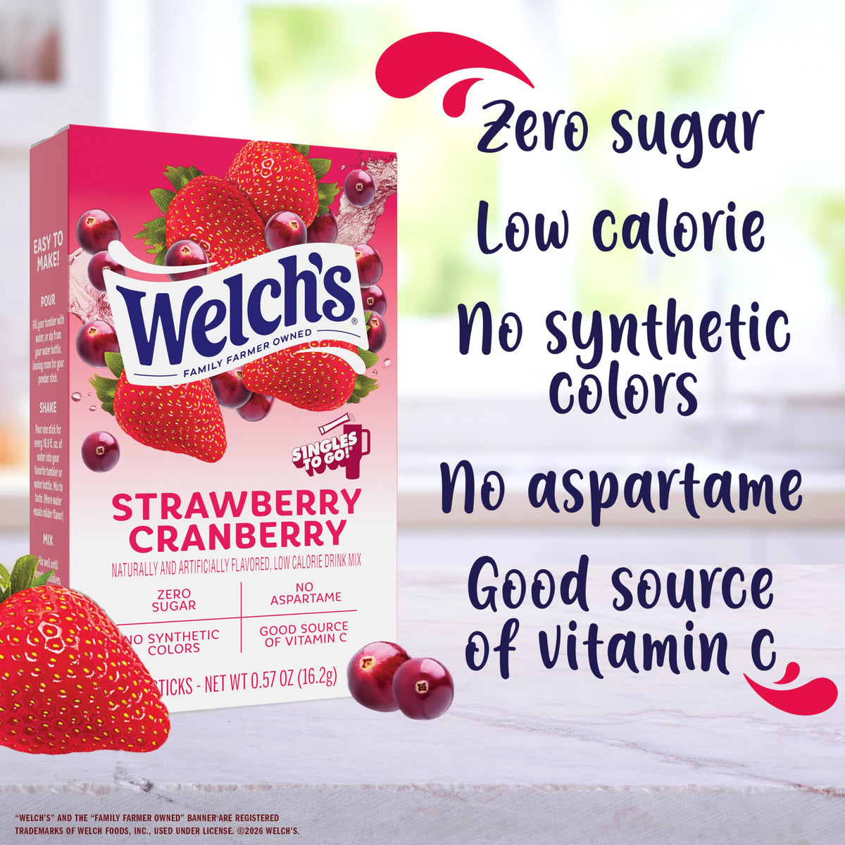 Welch's flavor powder close-up: strawberry cranberry