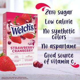 Welch's flavor powder close-up: strawberry cranberry