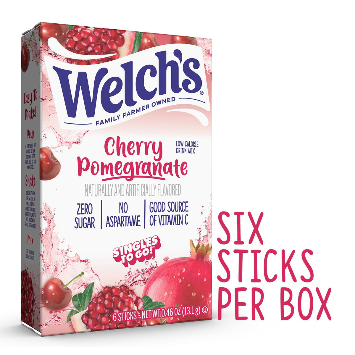 Ingredient label highlighting natural flavors and no aspartame in Welch's mix.