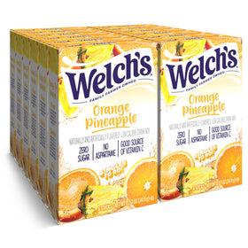 Welch's Singles To Go orange pineapple box, convenient six-pack servings for on-the-go hydration.