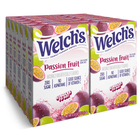Welch's Singles To Go Passion Fruit box shows the multi-pack for on-the-go hydration.