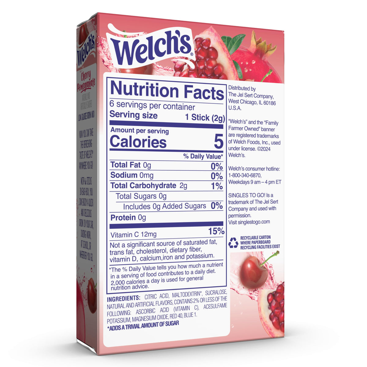 Water bottle with Welch's Singles To Go packet for fast flavor boost.
