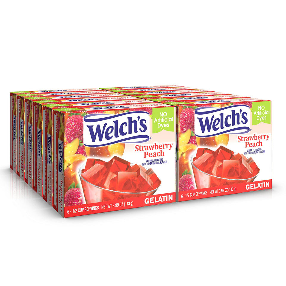 Welch's Strawberry Peach gelatin cups ready to snack as a refreshing treat