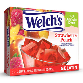 Welch's Strawberry Peach gelatin cups stored in the fridge, ready to chill