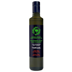 WellEatable High-Polyphenol Olive Oil bottle pour with antioxidant-rich finish for finishing dishes.
