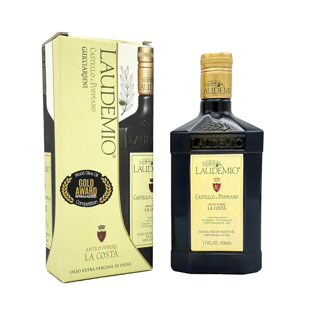 WellEatable Laudemio Poppiano Guicciardini bottle pour highlights polyphenol-rich EVOO ideal for everyday cooking