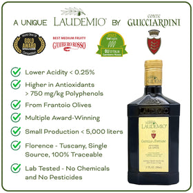 WellEatable Laudemio Poppiano Guicciardini label closeup showcases purity and award-winning quality