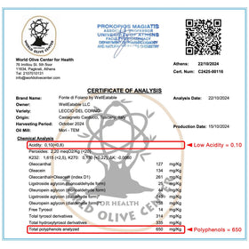 WellEatable label close-up showing early harvest and polyphenols