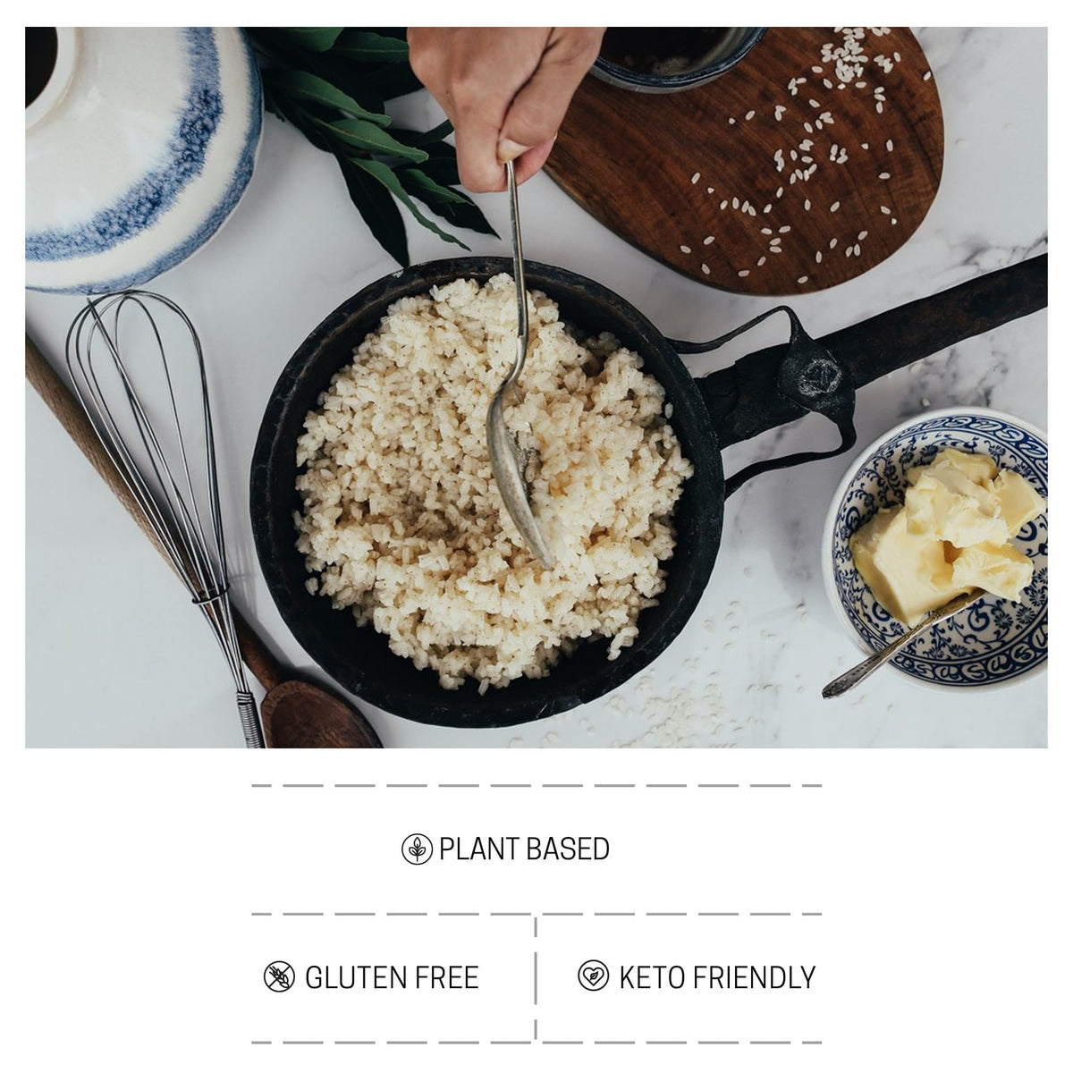 Well Lean Konjac Rice on-the-go pack, ideal for travel lunches.