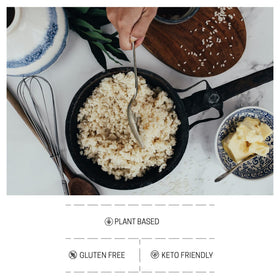 Well Lean Shirataki Rice served in a dinner bowl with vegetables.