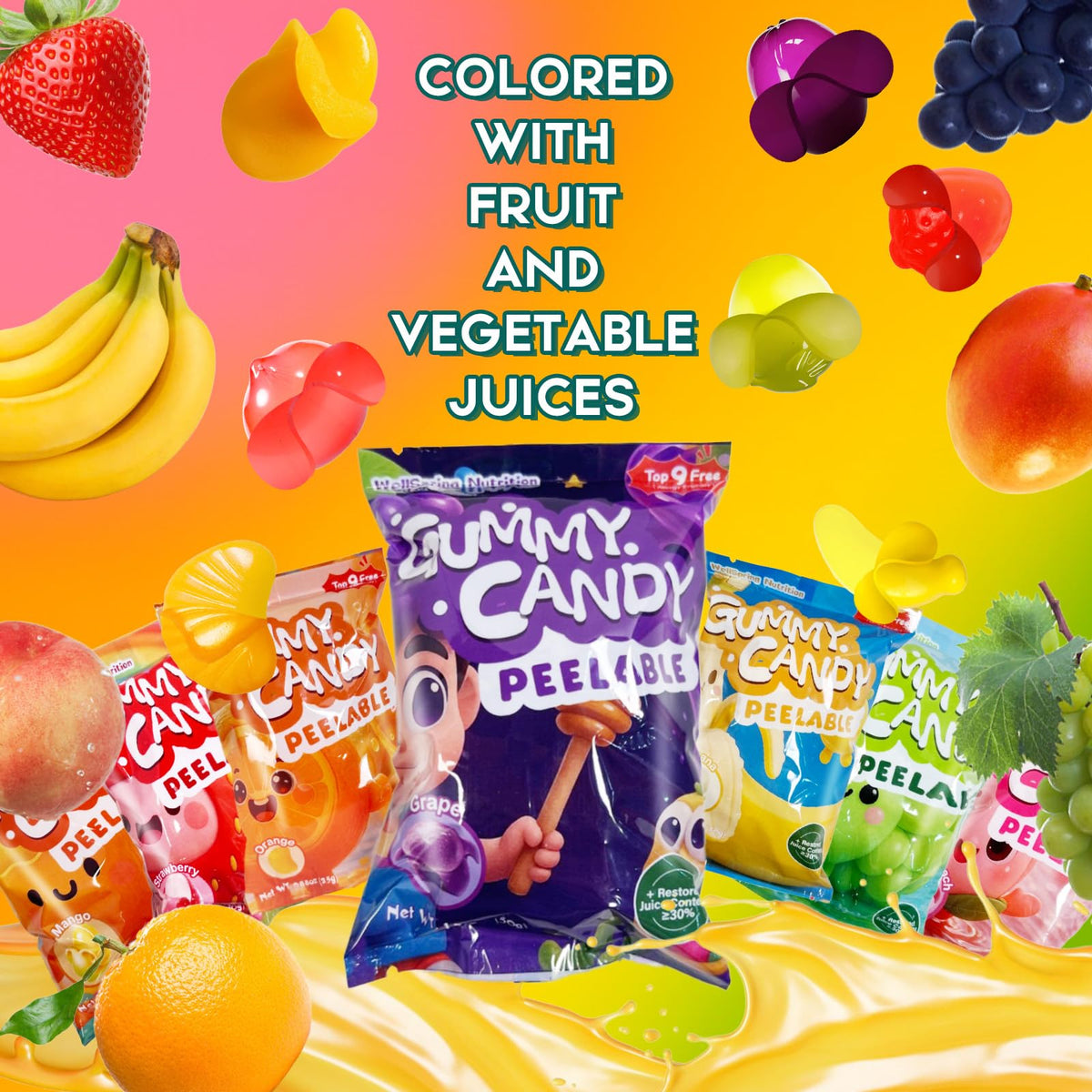 WellSpring seven-flavor variety pack colorful gummies for sharing
