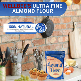 Wellbee's Almond Flour 2-lbs label signals pantry-ready bulk option.