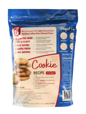 Close-up of Wellbee's almond flour powder for silky textures in batters