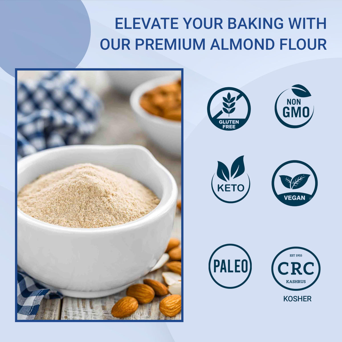 Wellbee's Almond Flour texture close-up shows ultra-fine grind for smooth batters.