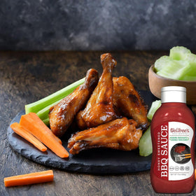 Wellbee's Honey BBQ Sauce served with grilled vegetables and meat