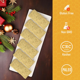 Wellbee's OhGoodness Halva Bars honey drizzle highlights organic sweetness.