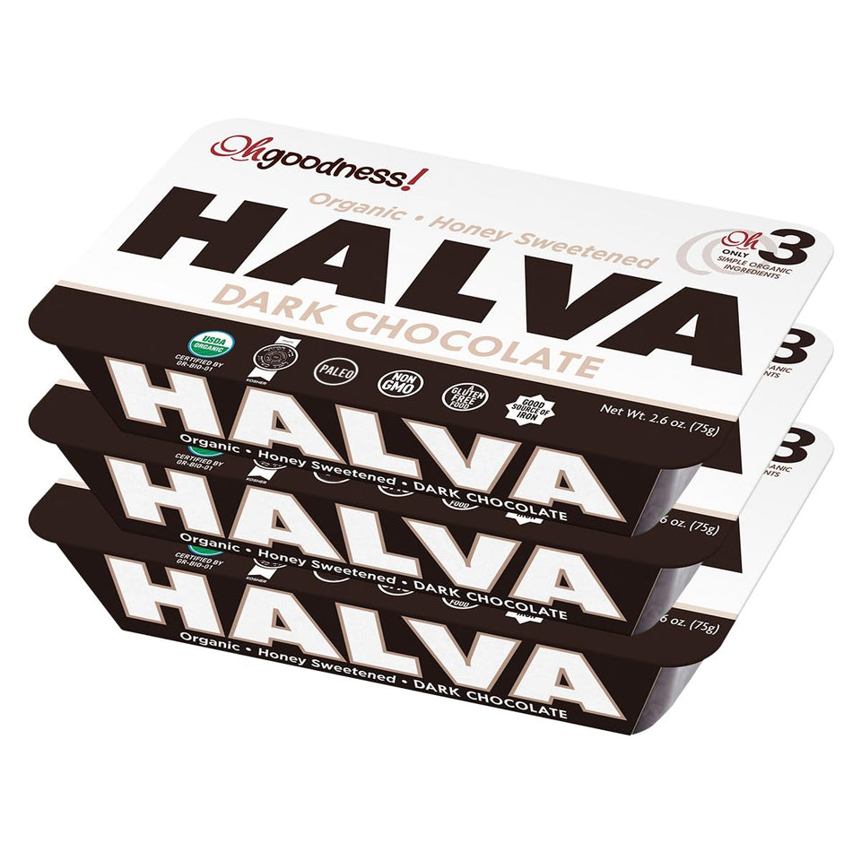 Wellbee's OhGoodness! Honey Halva 3-pack on display, ideal for quick paleo-friendly snacking
