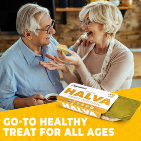 Wellbee's OhGoodness! Honey Halva 3-pack displayed on shelf display.